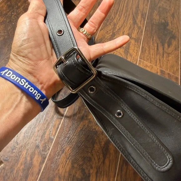 Coach Patricia Saddle Bag F88145 Black Leather Crossbody | Gunmetal Hardware - Picture 5 of 16